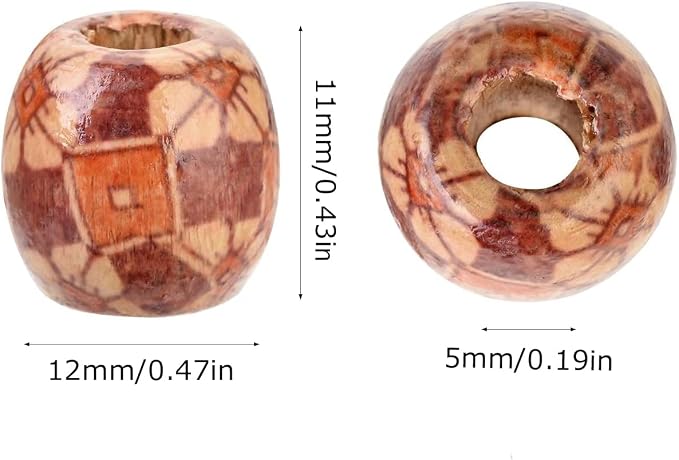300pcs Mixed Painted Barrel Wood Spacer Beads, BetterJonny 12mm Round Printed - Image 6