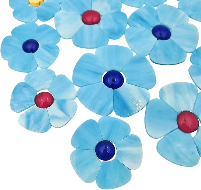 Esweny 12 Flower Stained Glass Mosaic Tiles - Image 6