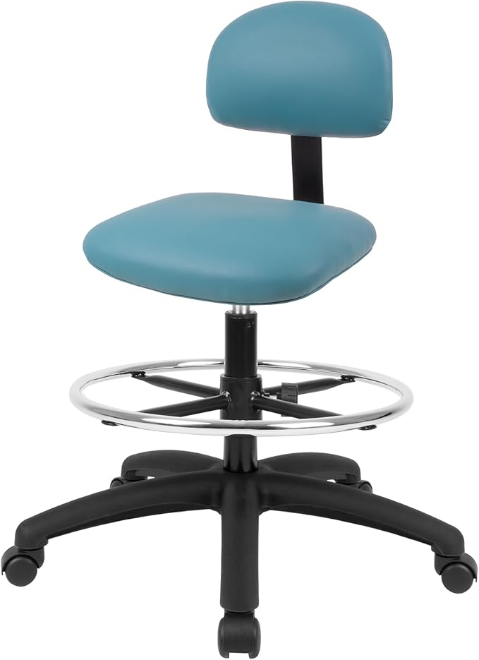 Chair Master FSS Series Square seat Tall (24"-34") seat Height Chair. Vinyl-for Office, Garage, Desk, Shop, Computer, Doctor, Medical, Easy to Clean! 18" Footring ((Aqua, Tall, _Standard Casters)
