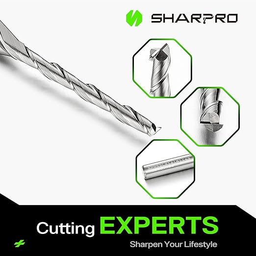 Extra Long Spiral Upcut Router Bit 1/4 Inch Shank 1/8 Inch Cutting Dia. 1-1/4'' CL. 3'' OVL. Carbide Upcut CNC Router Bit, Ideal for Wood Engraving and Plunging Applications