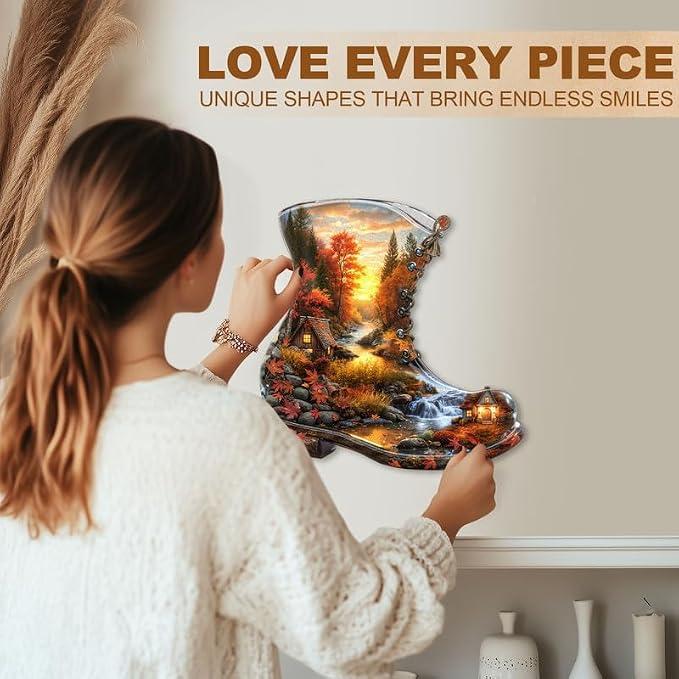Jigfoxy Wooden Puzzles for Adults, Fall in a Boot Wood Puzzles Adult, Unique - Image 4