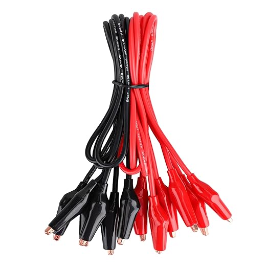 DROK Jumper Wires with Alligator Clips Electrical - 6pcs 35mm Small Pure Copper 19.6 inches/50cm Test Leads with Alligator Clips for Multimeter Electrical Testing