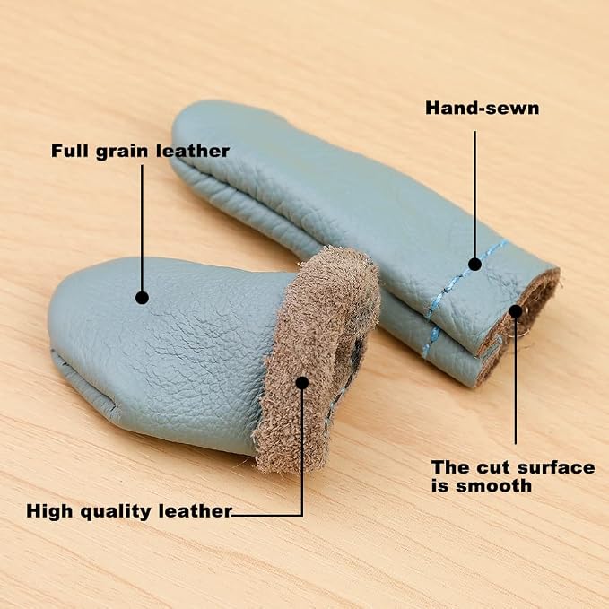 Mayboos 4 Pairs Leather Finger Protector Needle Felting Knitting Finger Thimble - Image 3