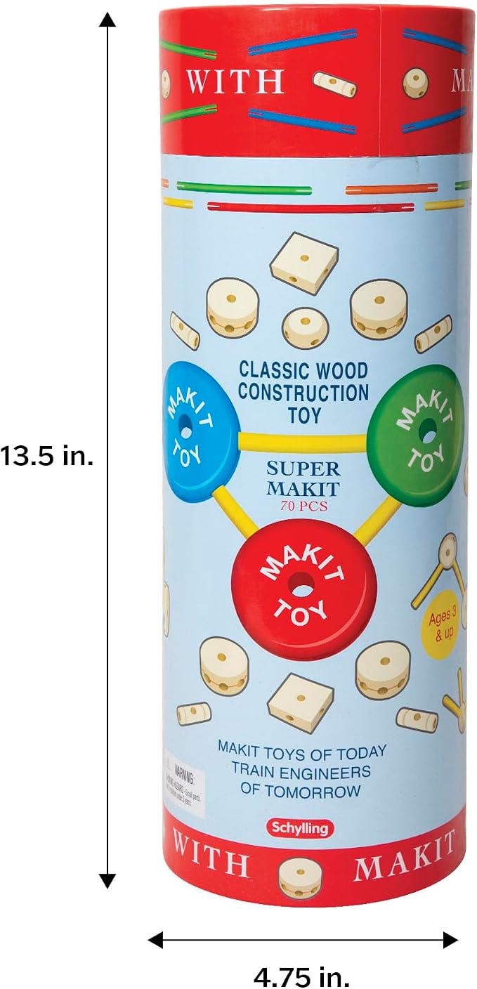 Schylling MKT Super Makit Classic Wood Construction Toy, 3+ years - Image 5