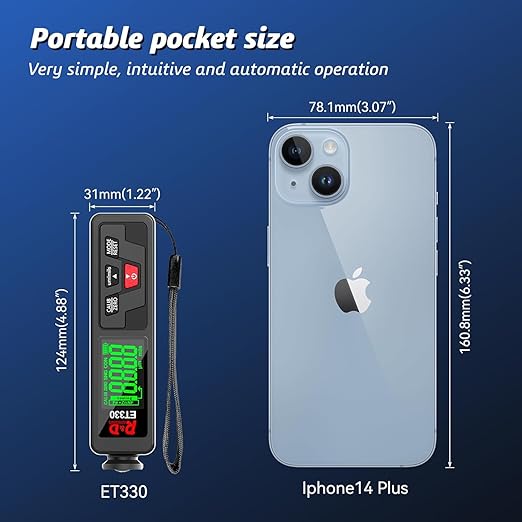 Car Coating Thickness Meter for Used Car Buyers, Paint Mil Thickness Meter Gauge Check The Car’s Original Coating Auto Car Paint Meter (ET330)
