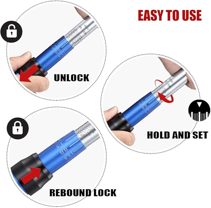 1/2-inch Drive Click Torque Wrench Set Dual-Direction Adjustable 90-tooth Torque Wrench with Buckle（25-250ft.lb / 33.75-337.5Nm）