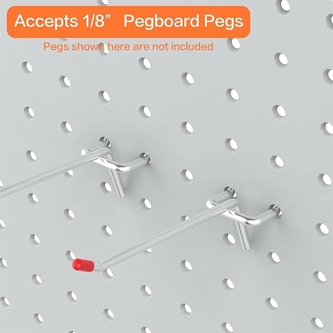 2 PCS Metal Pegboard Wall Storage Shelves 24x12 Inches with 50 PCS Pegboard System for Garage Organization Black Pegboard Hooks for Efficient Tool Storage and Workbench Organization（black）