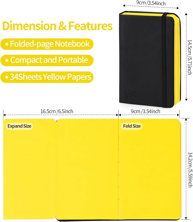 3.5x5.7inches Mixed Media Sketch Pad, 120GSM 32Sheets Folded Colored Paper - Image 2