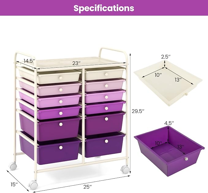 BECOMFORT 12-Drawer Rolling Cart - Image 2