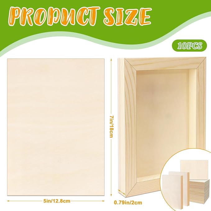 FSWCCK 10 Pack 5 x 7 inch Wood Panel Boards, Unfinished Wood Canvas Panels - Image 2