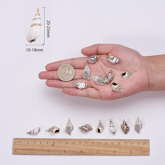 SUNNYCLUE 1 Box 16Pcs Oval Ocean Beach Spiral Seashells Craft Charms Connectors - Image 6