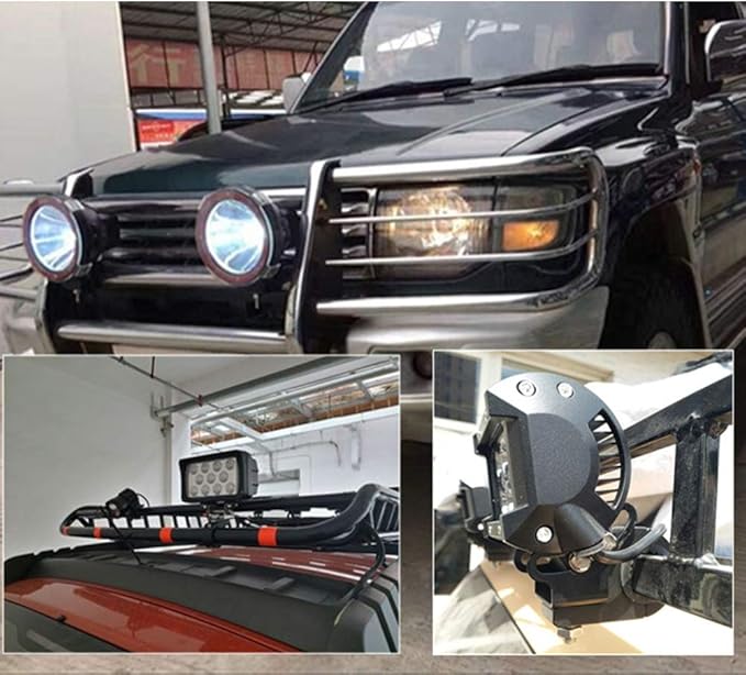 Universal Bull Bar Clamp Mounting Kit-4PCS Heavy Duty LED Light Bar Brackets for 1.38"/1.5"/1.57"/1.77"/1.97" Tubes, Fits Roof Roll Cage, Bumper, Off-Road Driving Lights