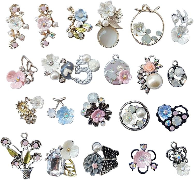 Chenkou Craft Random 20pcs Wholesale Lots Mix Alloy Resin Rhinestone Flowers by ChenkouCraft