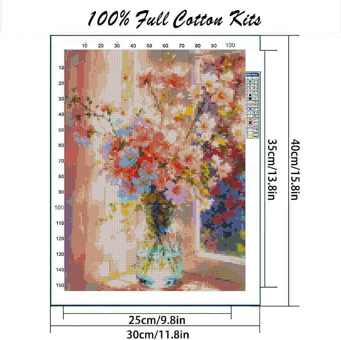 Stamped Cross Stitch Kits – Flower Embroidery Starter Kit - Image 2