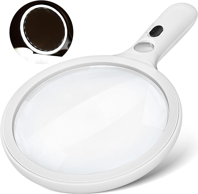 Magnifying Glass with Light Large 5" Lens, Handheld Illuminated Lighted by AIXPI