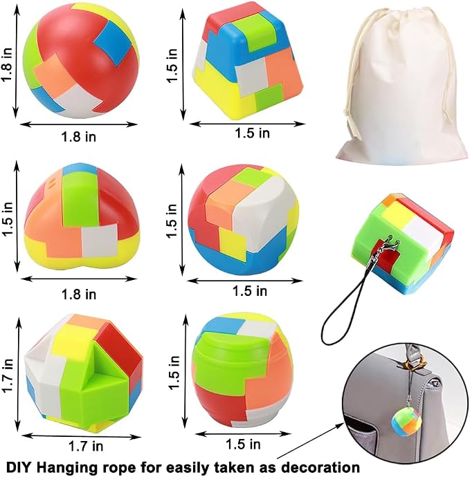 16 Pack Brain Teasers Puzzles for Kids & Adults, Brain Teasers Metal IQ Toys - Image 2