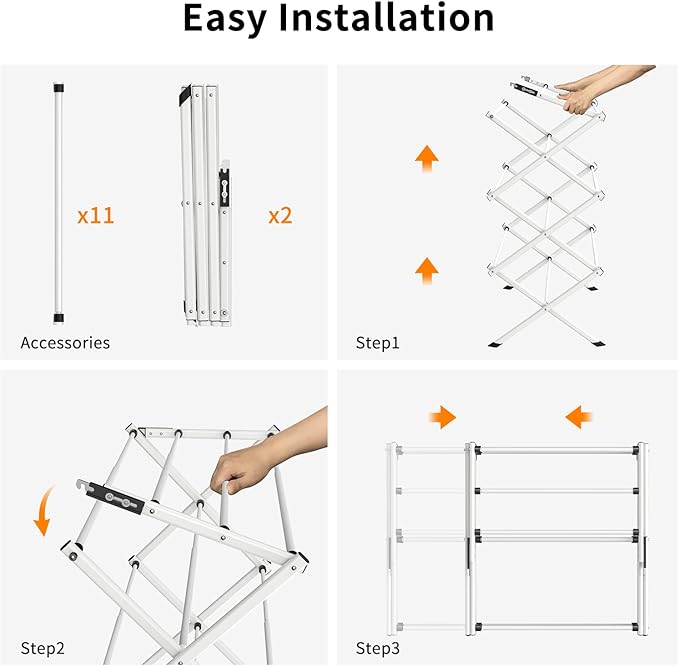 Foldable Drying Rack Clothing,Clothes Drying Rack Folding Indoor and Outdoor Rack,Laundry Drying Rack Collapsible-Black+White