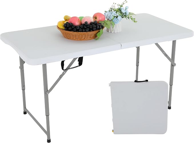 FDW 4FT Folding Table Half Portable Foldable Table Picnic Table by FDW