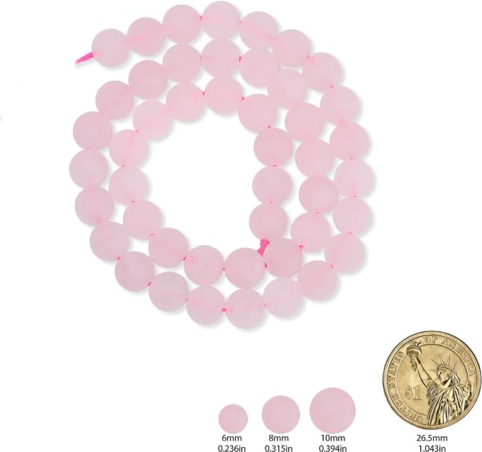 60pcs Natural Matte Pink Quartz Gemstone Beads，6mm Frosted Round Loose Stone - Image 2