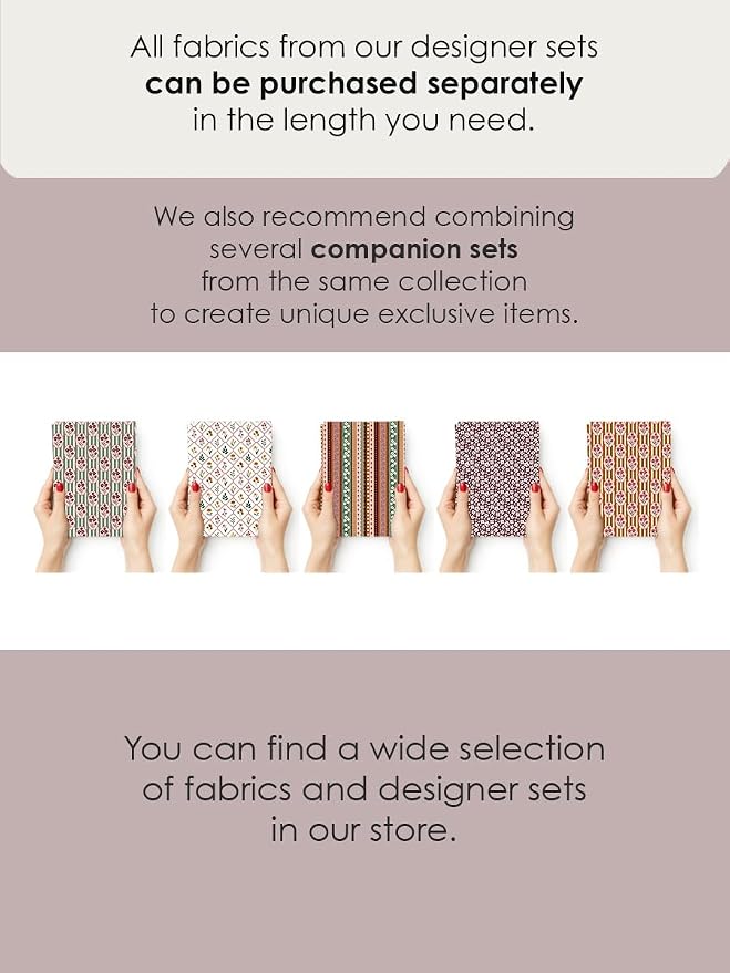 Boho Floral Cotton Fabric Bundle, 5 Coordinating Fabric Panels, 23.6 x 11.8 in - Image 3