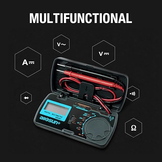 ALLOSUN Digital Multimeter/DMM/Multi Tester Amp/Ohm/Volt Meter/Diode and Continuity Test Pocket Size (EM3081)