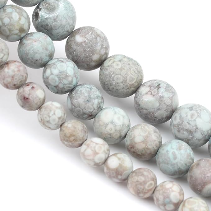 48pcs Natural Matte Cyan YuHua Gemstone Beads，8mm Frosted Round Loose Stone - Image 7