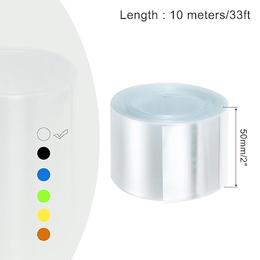 MECCANIXITY Battery Wrap PVC Heat Shrink Tubing 32mm Dia 50mm Flat 33 Feet(10meters) Clear Good Insulation for Battery Pack