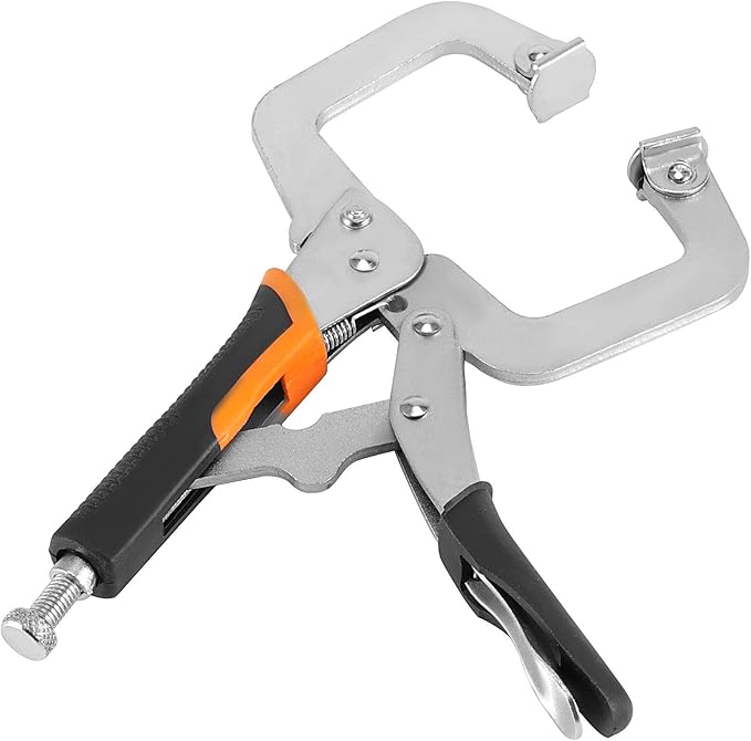 ZOENHOU 4 Pack 6" 9" 11" 14" Face Clamp C-Clamp Locking Pliers, Adjustable Vise Grip Clamps with Swivel Pad and Rubber Handle, Pocket Hole Clamp for Woodworking, Welding, Aligning