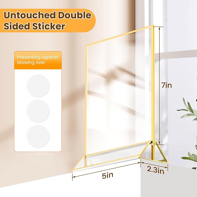 Acrylic Sign Holder 5X7 Gold Frames Double-sided Picture Frames Display Stand - Image 2