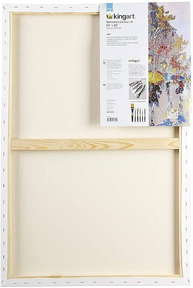 KINGART Stretched White Canvas Set – Rectangle, 24x36 Inch, Triple Gesso Primed - Image 2