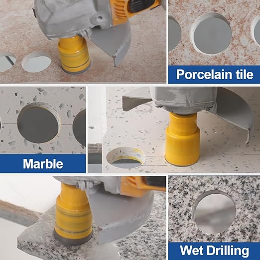 HIGHDRIL Diamond Drill Bits Kit with 5/8-11 for Porcelain Tile Ceramic Marble Brick Concrete Vacuum Brazed Hole Saw(20/25/35/50/75/100mm)