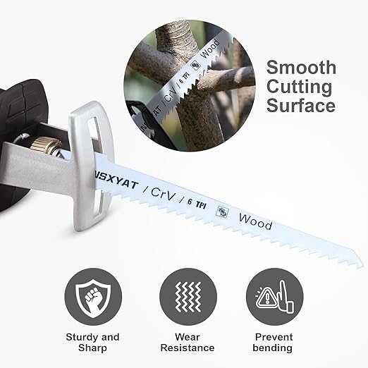 8PCS Reciprocating Saw Blades for Wood Pruning, Including Premium 6Pcs Woodcutting & 2Pcs Carbide Metal Blade with Storage Case (6in 6TPI + 6in18TPI) by RNSXYAT