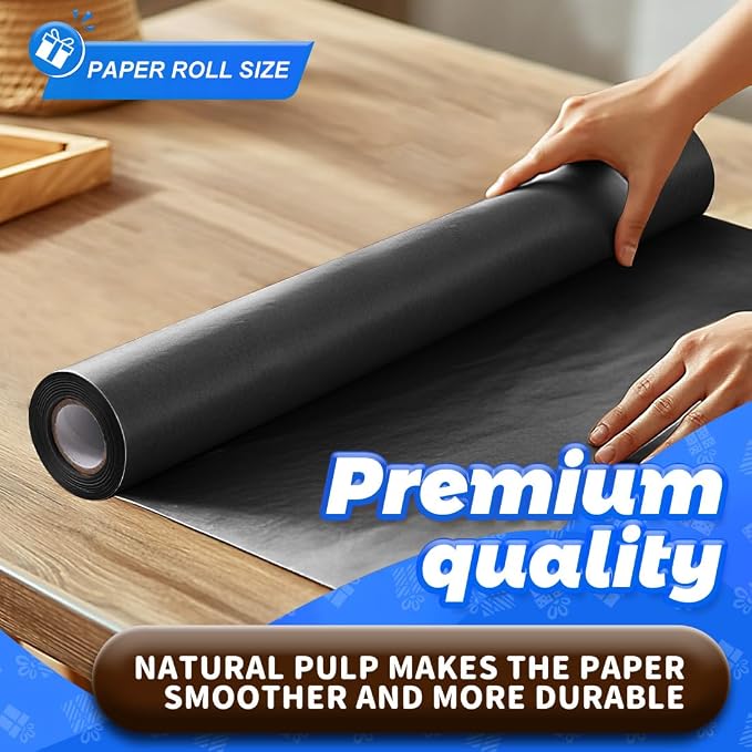 PerkHomy Black Kraft Paper Roll 17.5" x 760" - Image 3