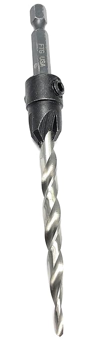 FTG USA Adjustable Wood Countersink Drill Bit #14 (1/4") with Tapered Drill Bit for Woodwork