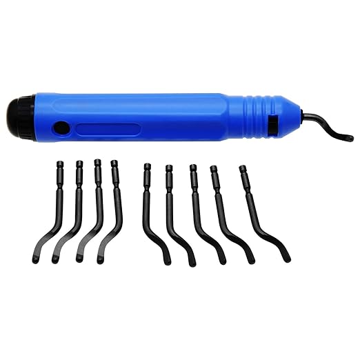 Deburring Tool with 10 High Speed Steel Blades Flexible Pipe Deburring Tool with Swivel Blades for 3D Printing Hard Metal Stainless Steel Hard Plastic, Harder Than AMD015 (Model AMD016)