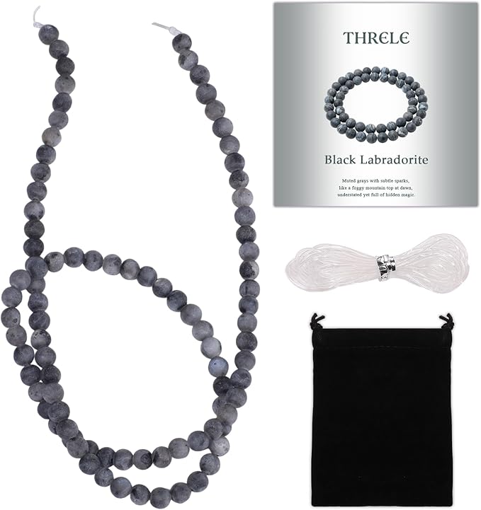 4mm Matte Black Labradorite Bead, 15-Inch Matte Round Loose Stone Beads by THRELE
