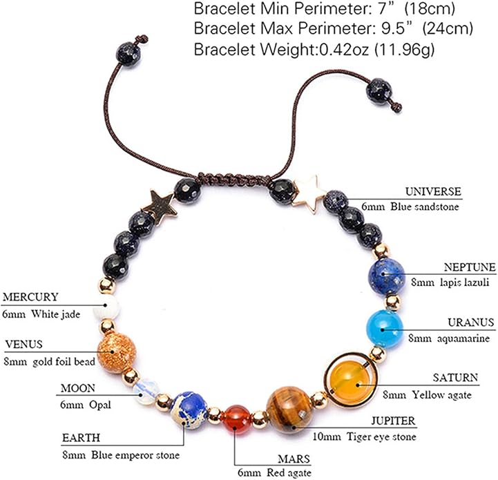 ONLYJUMP Planet Bracelet Solar System Universe Galaxy Bracelet Handmade Natural - Image 5