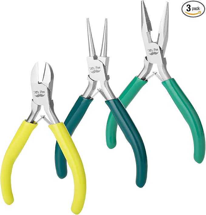 Mr. Pen- Pliers for Jewelry Making, 3 Pack, Chain Nose | Round Nose Pliers Set by MrPen