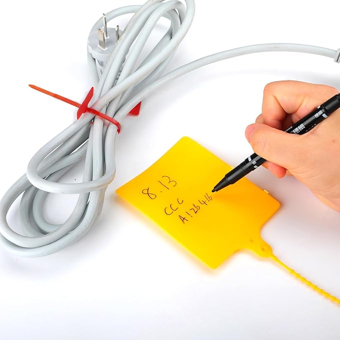 Cable Marker Tie Tags, 204Pcs Self-Locking Zip Tags Write on Label, Nylon Wire Label Multicolor Network Marking for Home Office-5 Colors/6Inch