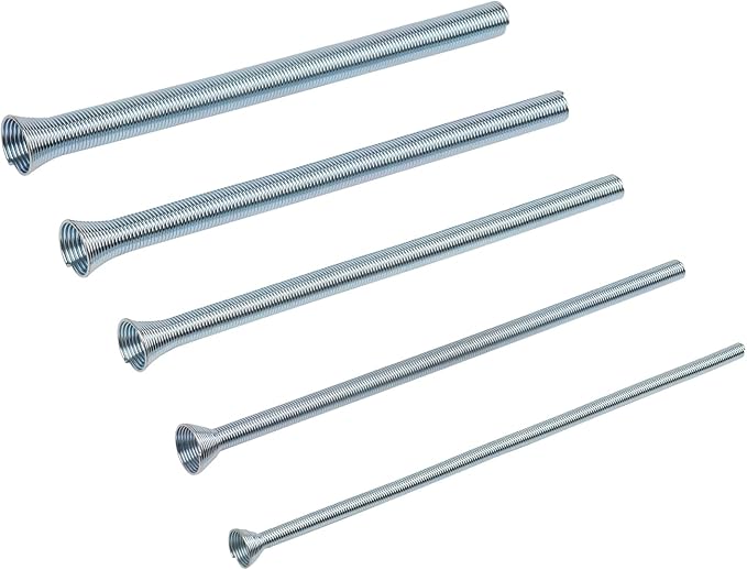 Wostore Spring Tubing Benders Kit for Pipe O.D. 1/4, 3/8, 1/2, 5/8 and 3/4 Inch 350 mm Length 5 in 1 Tube Bender Set for Copper,Aluminum and Soft Steel Pipes