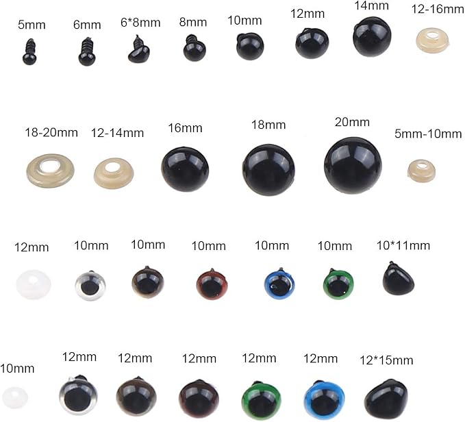 370 PCS 5mm-20mm Solid Black Eyes - Image 3