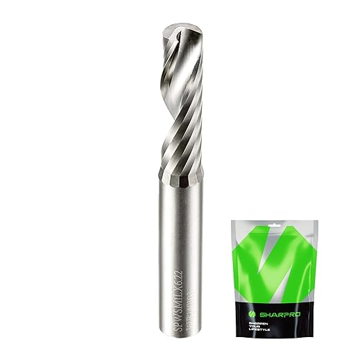 O Flute Upcut Spiral Router Bit 1/4 Inch Shank 1/4 Inch Cutting Dia. Carbide Single Flute CNC Router Bit, Ideal for Aluminum, Plastic, Acrylic, Wood, MDF and PVC