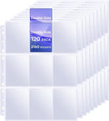 Tioplior 120 Pack 9 Pocket Double Side Card Sleeves Binder Sheets Holds 2160 by TiopLior