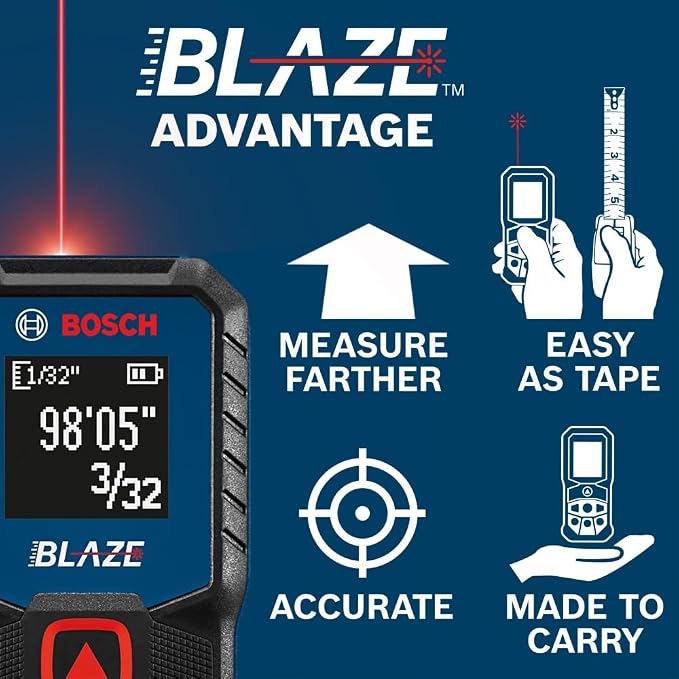 BOSCH GLM100-23 100 Ft Blaze Laser Distance Measure, Includes 2 AA Batteries - Image 8