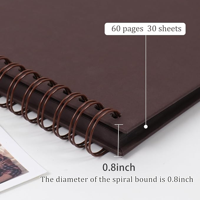 RECUTMS 10x10 Inch Scrapbook 60 Pages DIY Memory Album Kraft Paper Coffee | - Image 4