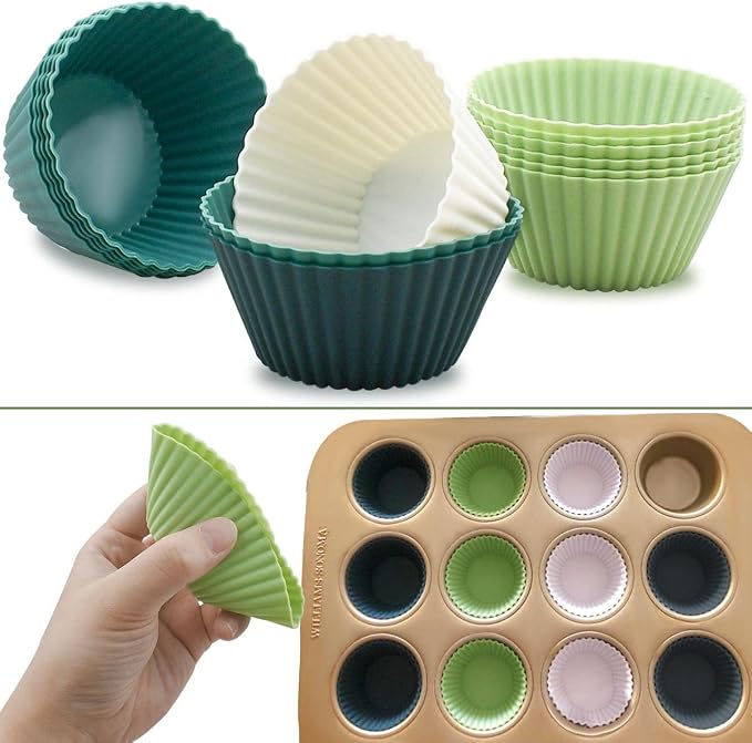 24 Pack Silicone Baking Cups Reusable Muffin Liners Non-Stick Cup Cake Molds - Image 5