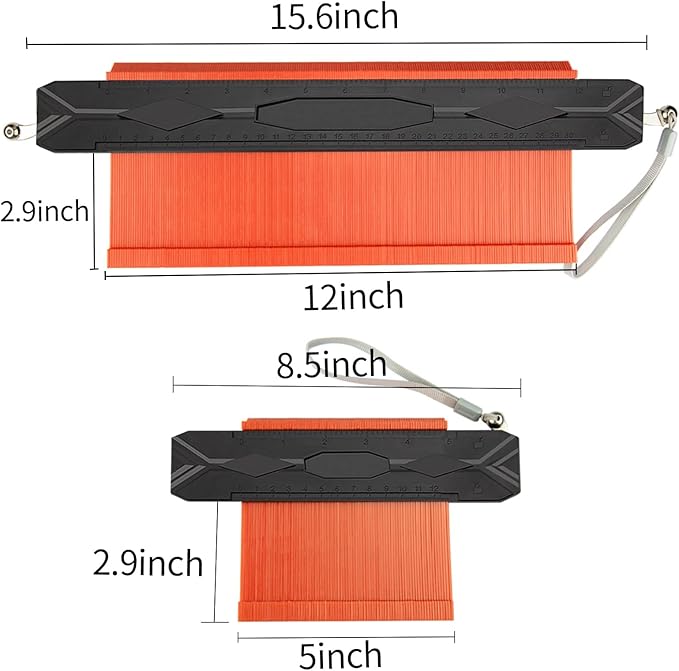 Contour Gauge Tool 12 Inch + 5 Inch, Super Gauge Shape and Outline Tool with Metal Aluminum Lock, Profile Tool Set Precisely Copy Irregular Shape, Extended Profile Gauge Duplicator, Father's Day Gift