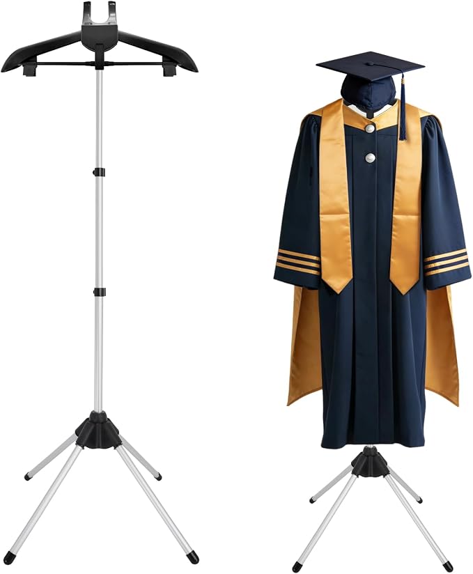 Adjustable Cap and Gown Display Stand, 32-63 Inch, Foldable Steel Frame by BShome