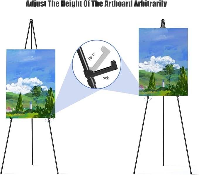 Easel Stand for Display, Aredy 63" Portable Painting Easel, Lightweight Metal - Image 4
