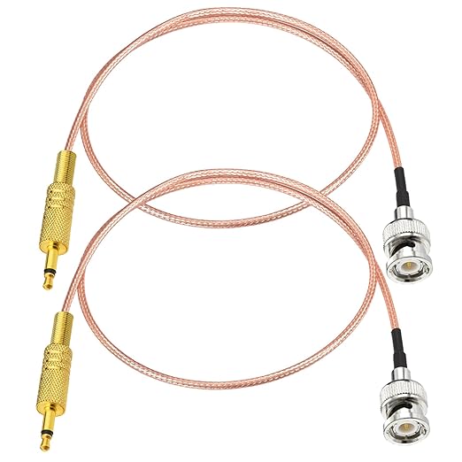 Yuslao BNC Male to 3.5mm Plug Mono TS Audio Extension Cable 50cm 1.6ft for Ham Radio Shortwave Radio Oscilloscope Signal Generator CCTV Surveillance etc (2-Pack)